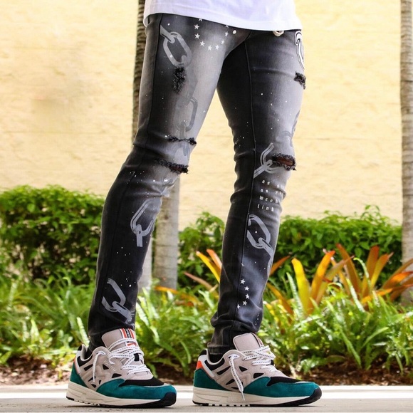 Thrt Chain link Grey denim Skinny Jeans - Picture 2 of 5